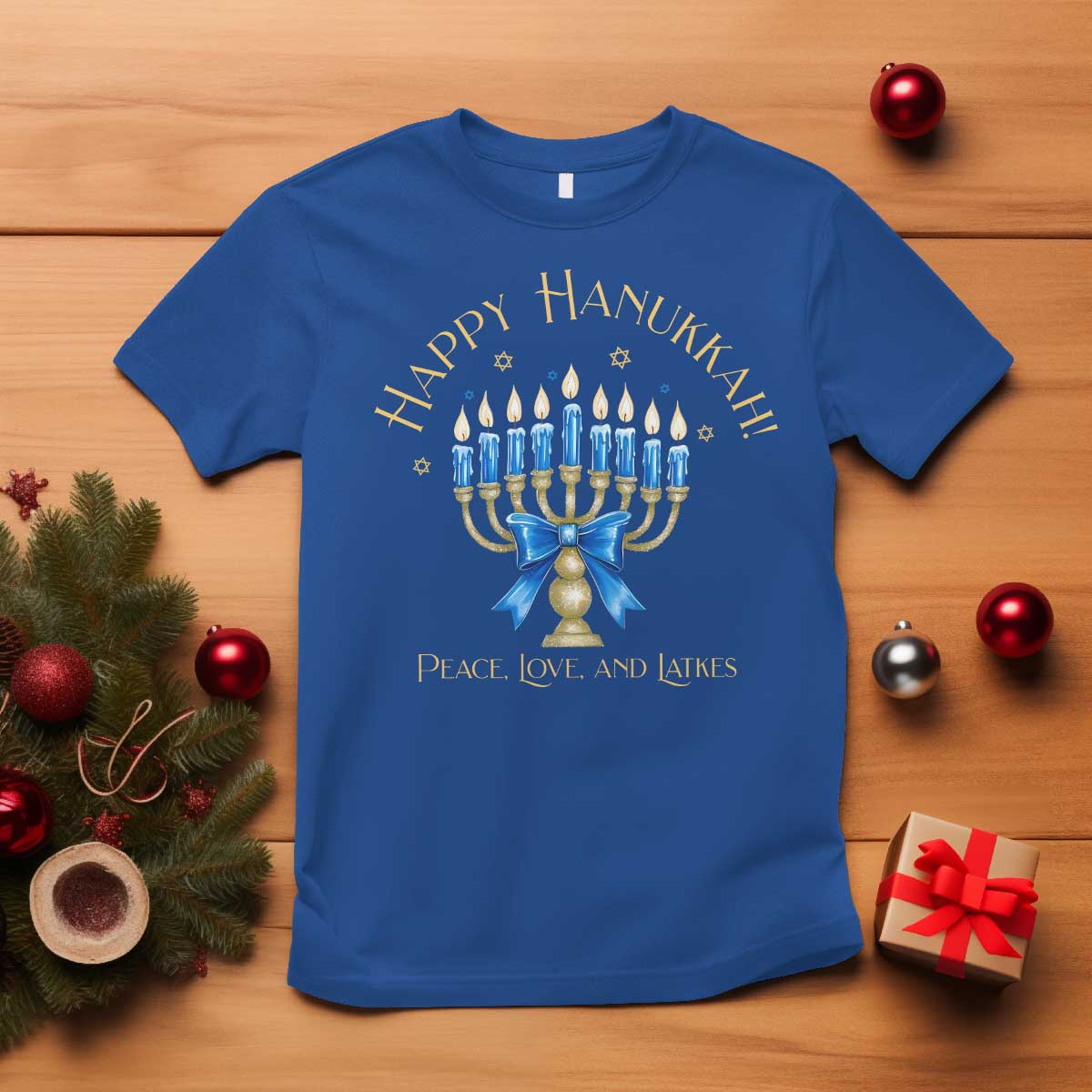 Happy Hanukkah T Shirt Jewish Menorah Coquette Bow - African Pride