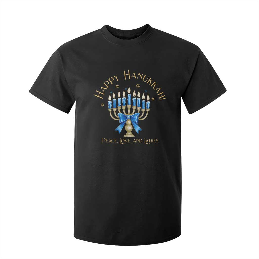 Happy Hanukkah T Shirt For Kid Jewish Menorah Coquette Bow - African Pride