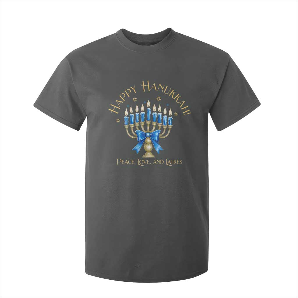 Happy Hanukkah T Shirt For Kid Jewish Menorah Coquette Bow - African Pride