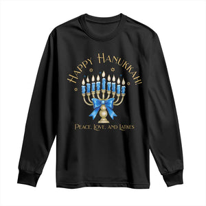 Happy Hanukkah Long Sleeve Shirt Jewish Menorah Coquette Bow - African Pride