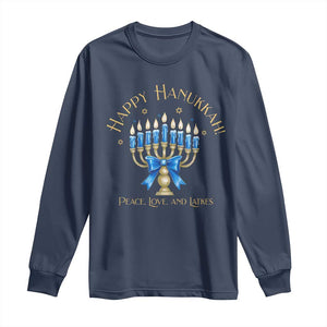 Happy Hanukkah Long Sleeve Shirt Jewish Menorah Coquette Bow - African Pride