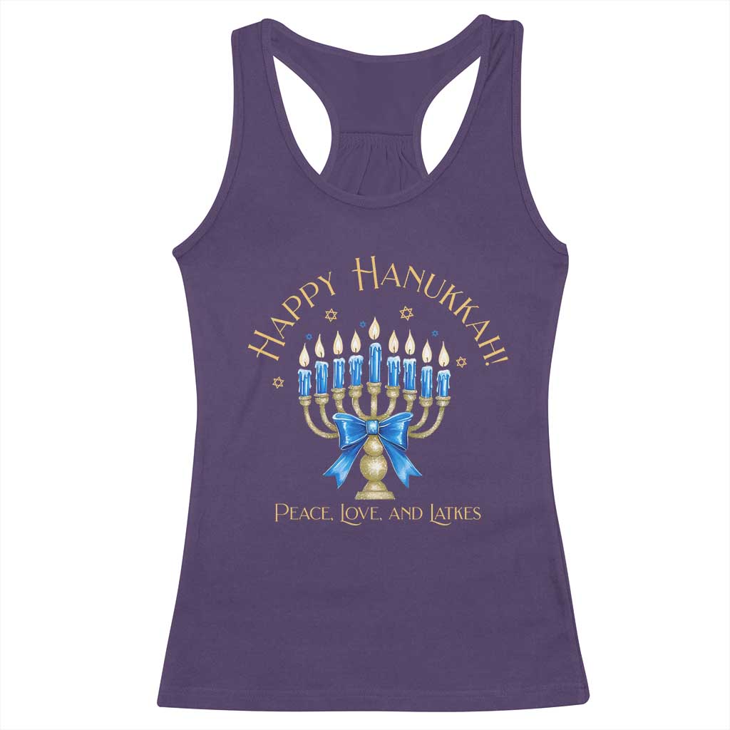Happy Hanukkah Racerback Tank Top Jewish Menorah Coquette Bow - African Pride