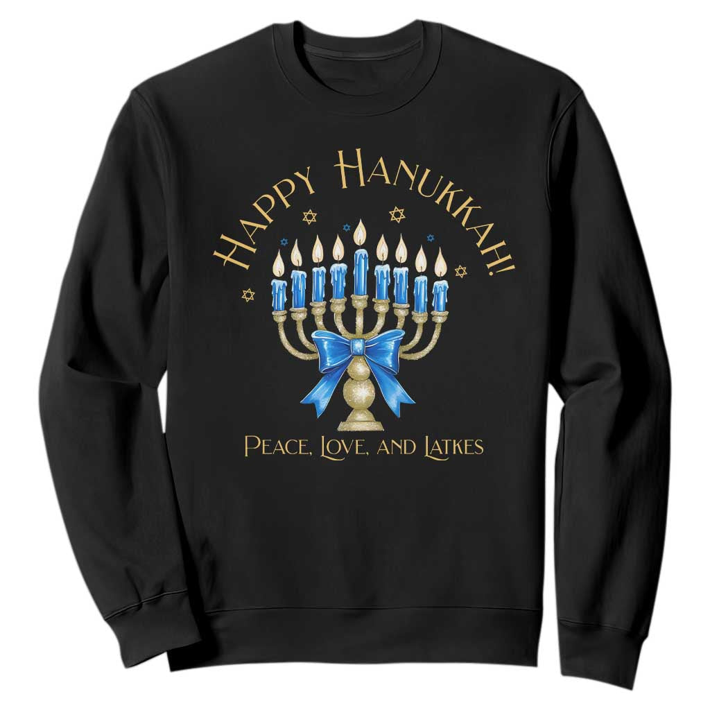 Happy Hanukkah Sweatshirt Jewish Menorah Coquette Bow - African Pride