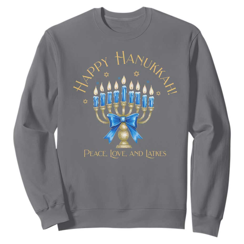 Happy Hanukkah Sweatshirt Jewish Menorah Coquette Bow - African Pride