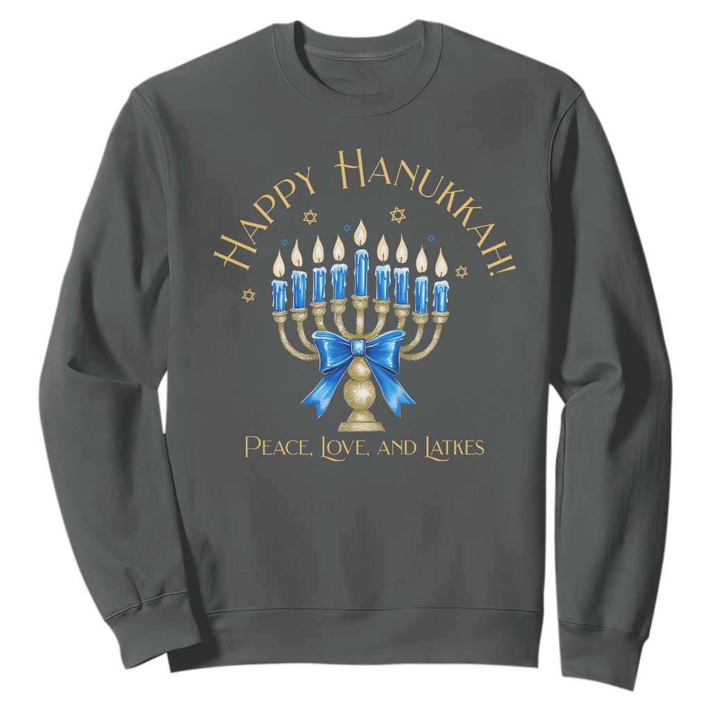 Happy Hanukkah Sweatshirt Jewish Menorah Coquette Bow - African Pride