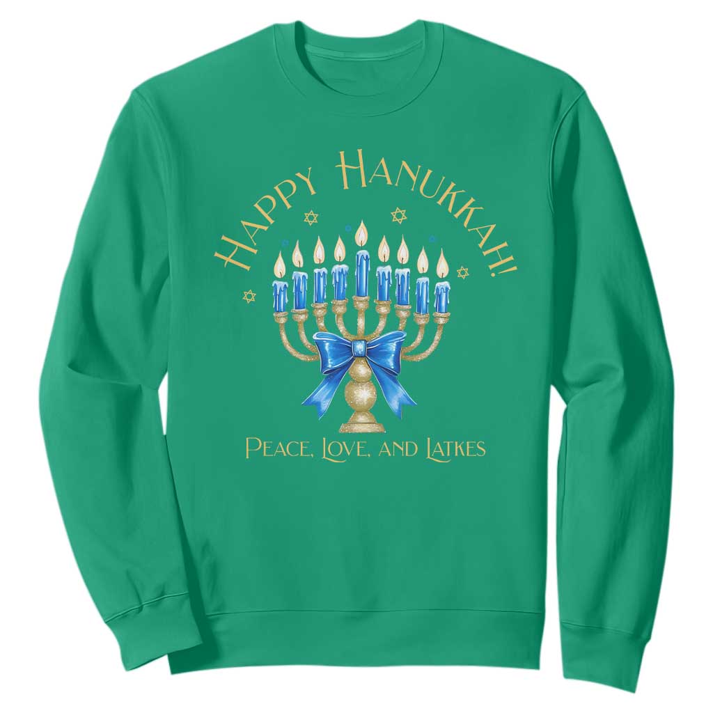 Happy Hanukkah Sweatshirt Jewish Menorah Coquette Bow - African Pride