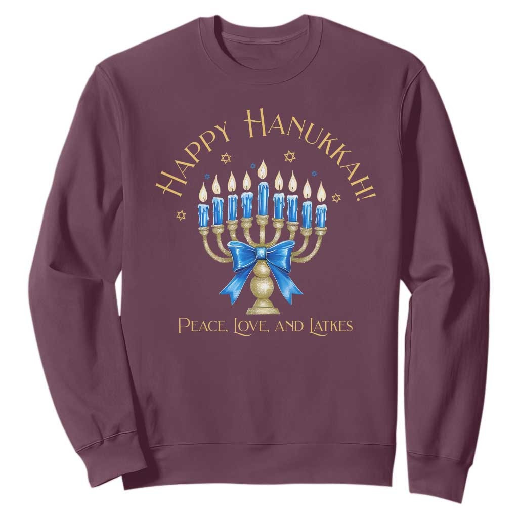 Happy Hanukkah Sweatshirt Jewish Menorah Coquette Bow - African Pride