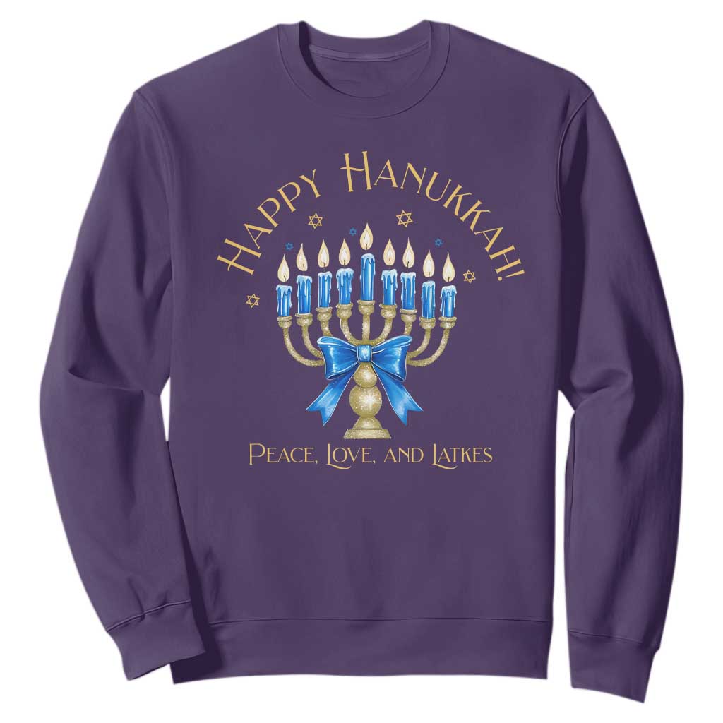 Happy Hanukkah Sweatshirt Jewish Menorah Coquette Bow - African Pride