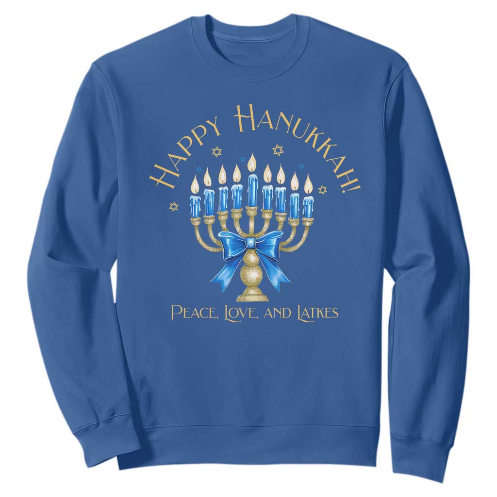Happy Hanukkah Sweatshirt Jewish Menorah Coquette Bow - African Pride