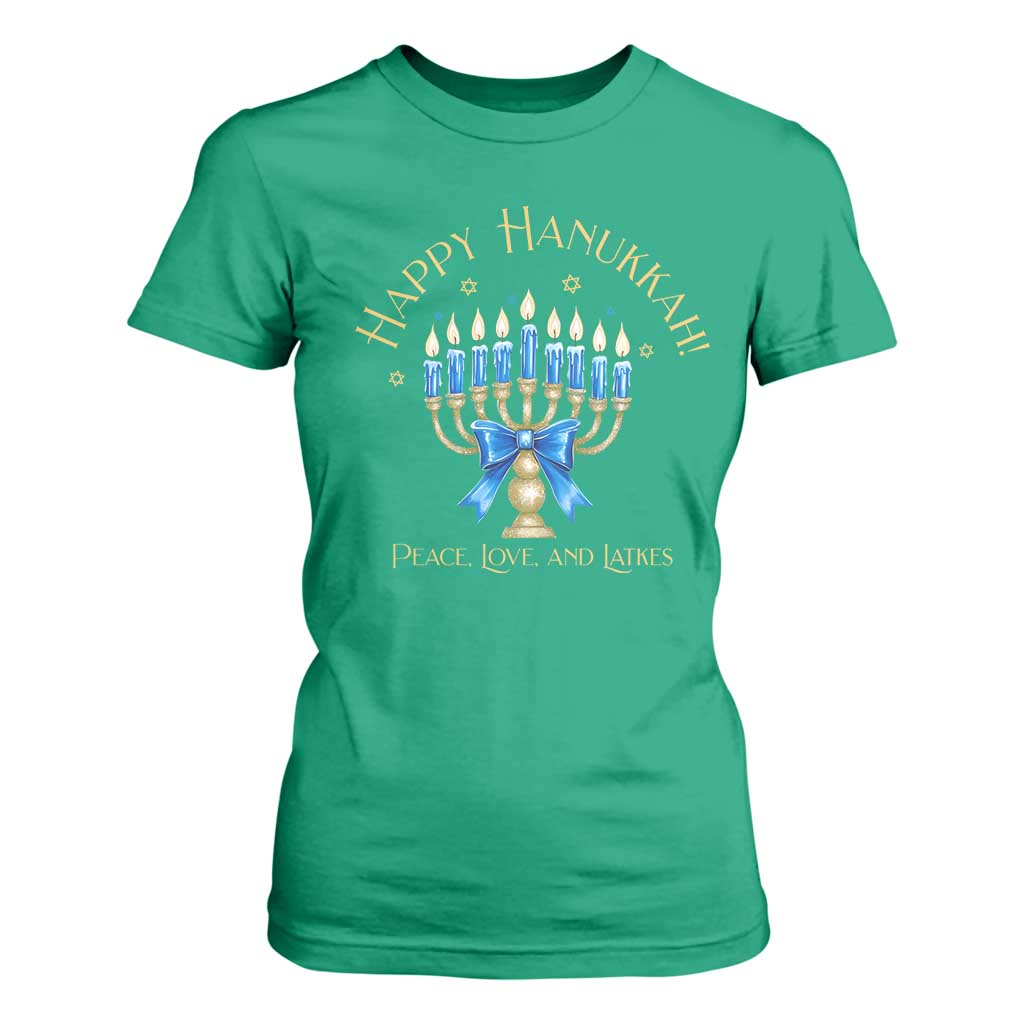 Happy Hanukkah T Shirt For Women Jewish Menorah Coquette Bow - African Pride