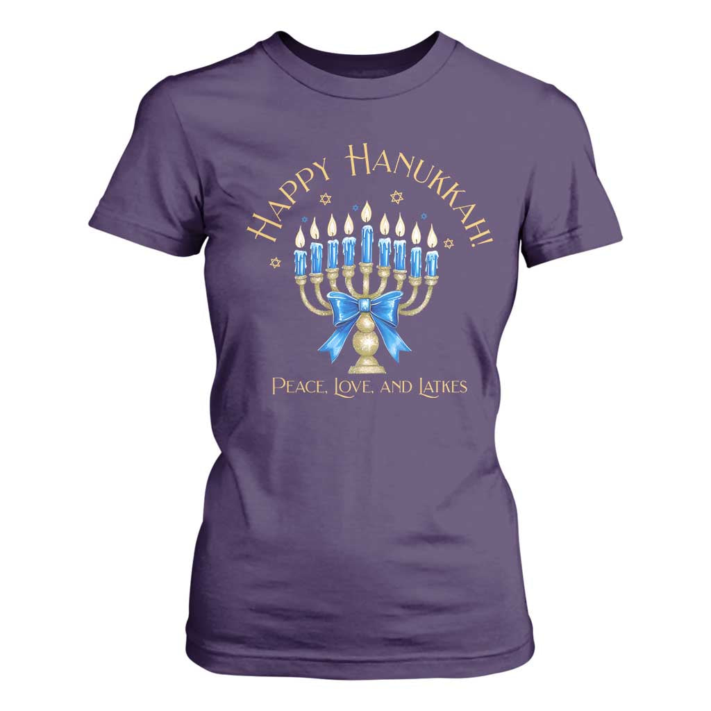 Happy Hanukkah T Shirt For Women Jewish Menorah Coquette Bow - African Pride