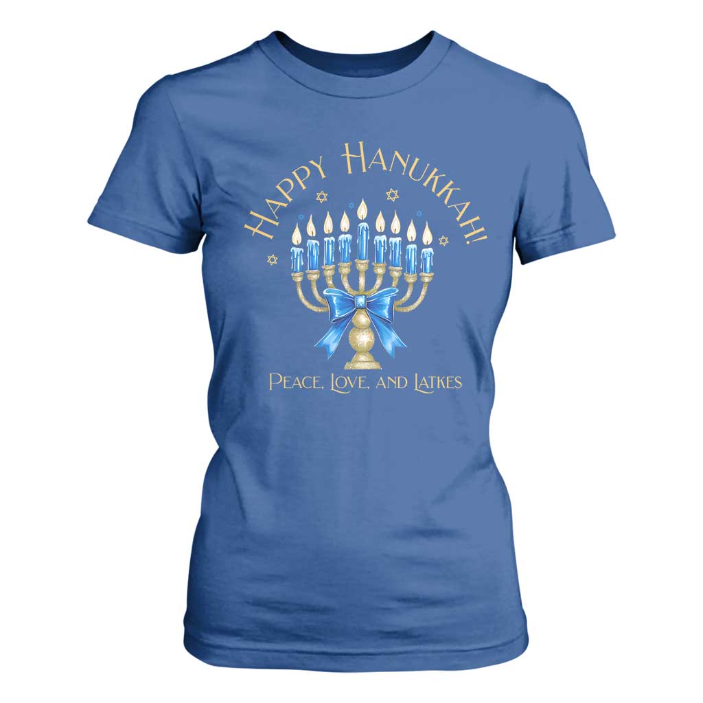 Happy Hanukkah T Shirt For Women Jewish Menorah Coquette Bow - African Pride