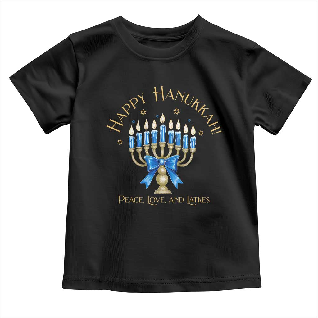 Happy Hanukkah Toddler T Shirt Jewish Menorah Coquette Bow - African Pride