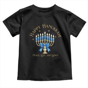 Happy Hanukkah Toddler T Shirt Jewish Menorah Coquette Bow - African Pride