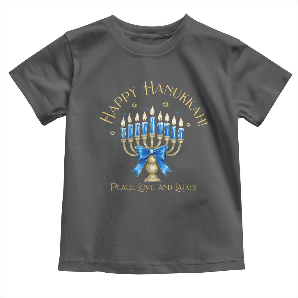 Happy Hanukkah Toddler T Shirt Jewish Menorah Coquette Bow - African Pride