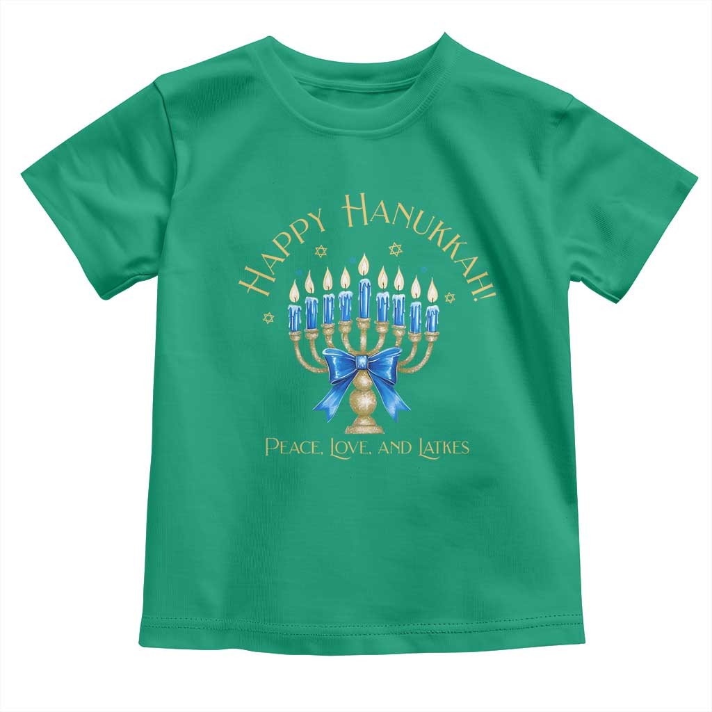 Happy Hanukkah Toddler T Shirt Jewish Menorah Coquette Bow - African Pride