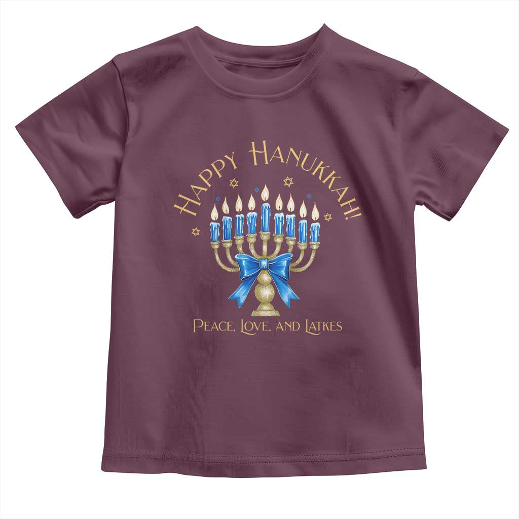 Happy Hanukkah Toddler T Shirt Jewish Menorah Coquette Bow - African Pride