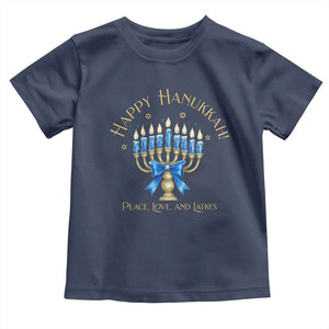 Happy Hanukkah Toddler T Shirt Jewish Menorah Coquette Bow - African Pride
