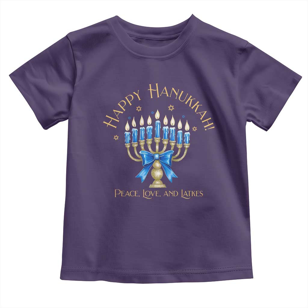 Happy Hanukkah Toddler T Shirt Jewish Menorah Coquette Bow - African Pride