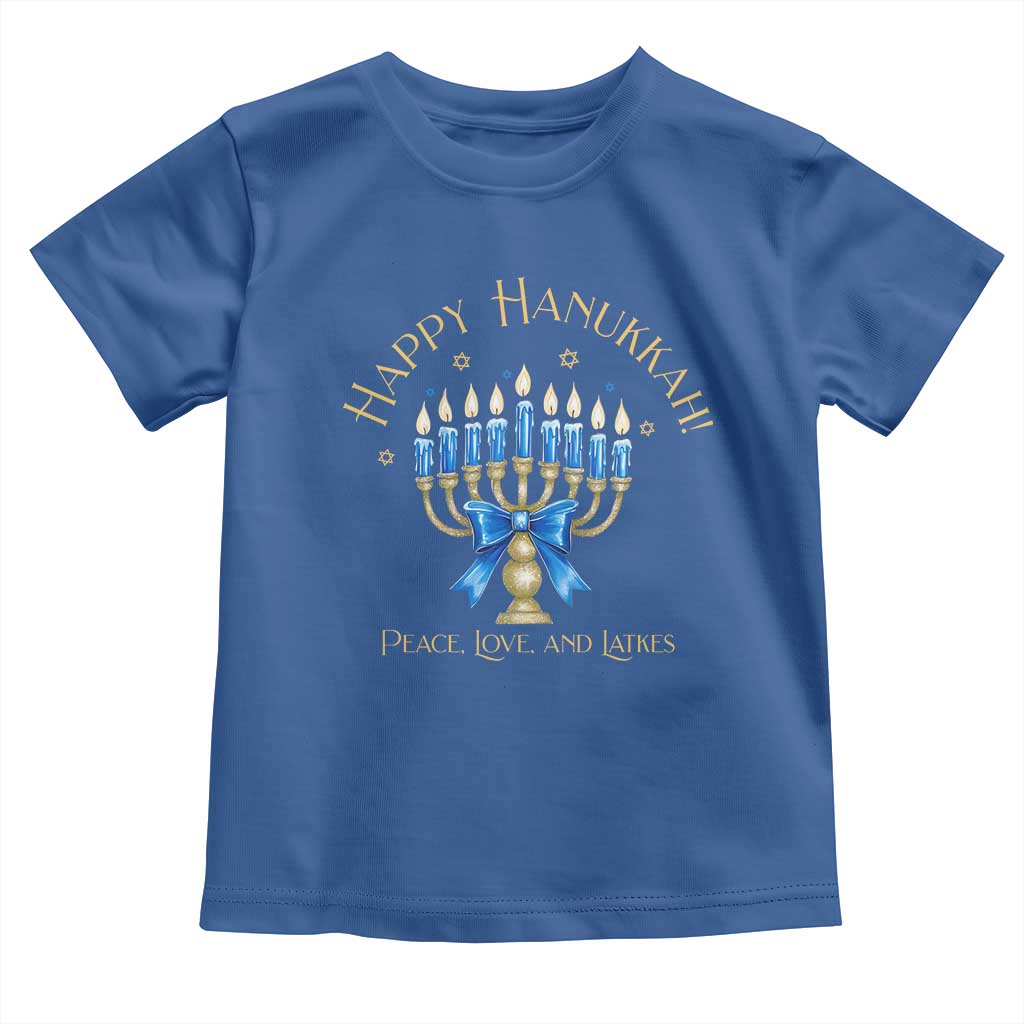 Happy Hanukkah Toddler T Shirt Jewish Menorah Coquette Bow - African Pride