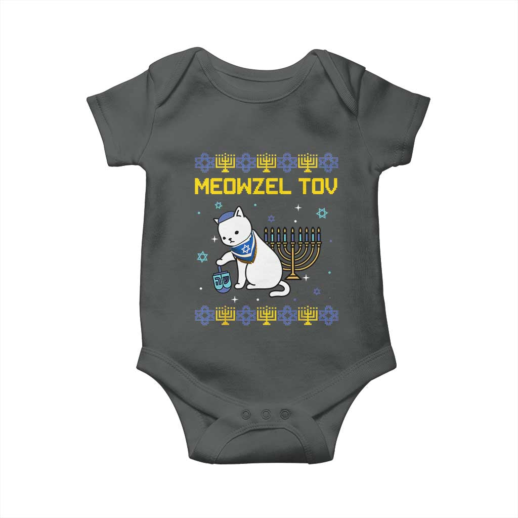 Happy Hanukkah Baby Onesie Menorah Meowzel Tov Ugly Hanukkah - African Pride