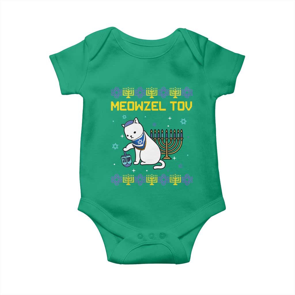 Happy Hanukkah Baby Onesie Menorah Meowzel Tov Ugly Hanukkah - African Pride