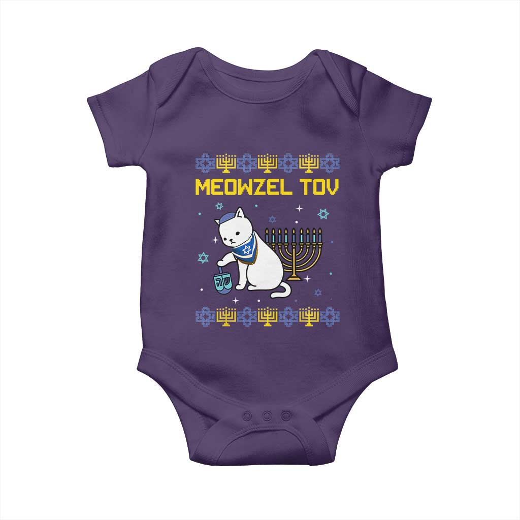 Happy Hanukkah Baby Onesie Menorah Meowzel Tov Ugly Hanukkah - African Pride