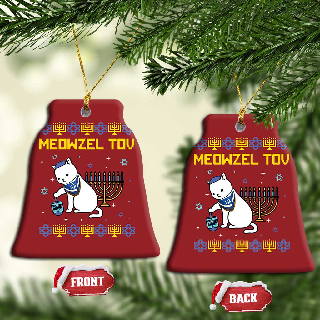 Happy Hanukkah Christmas Ornament Menorah Meowzel Tov Ugly Hanukkah - African Pride