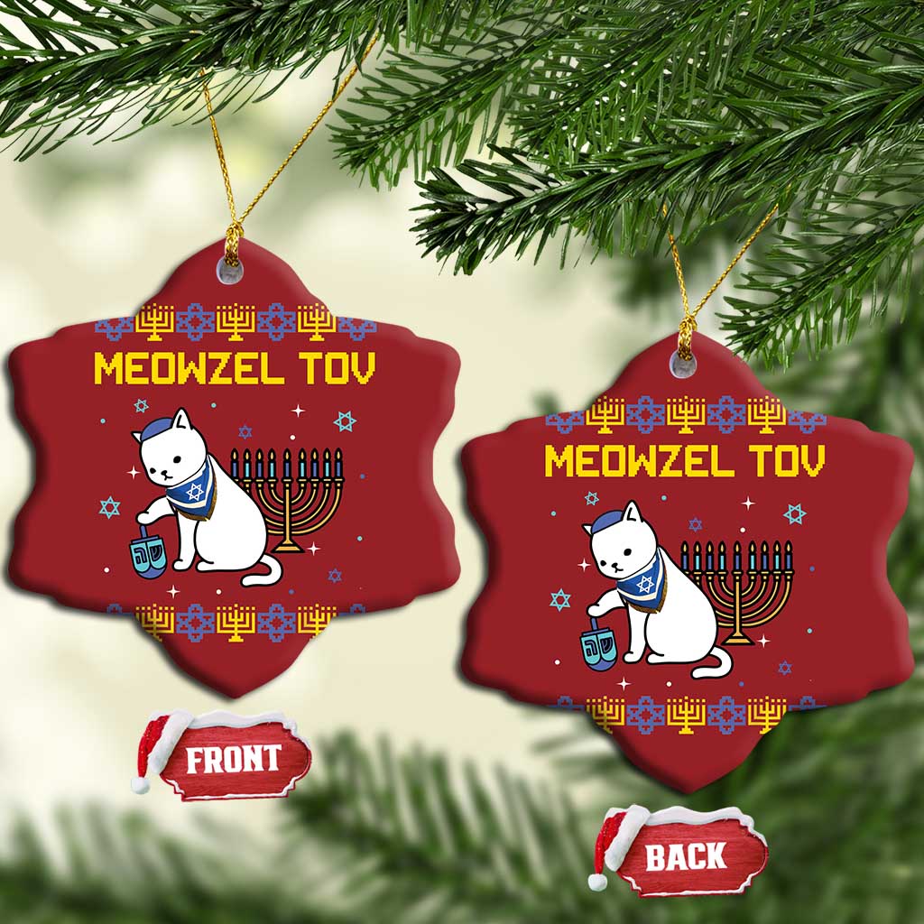 Happy Hanukkah Christmas Ornament Menorah Meowzel Tov Ugly Hanukkah - African Pride