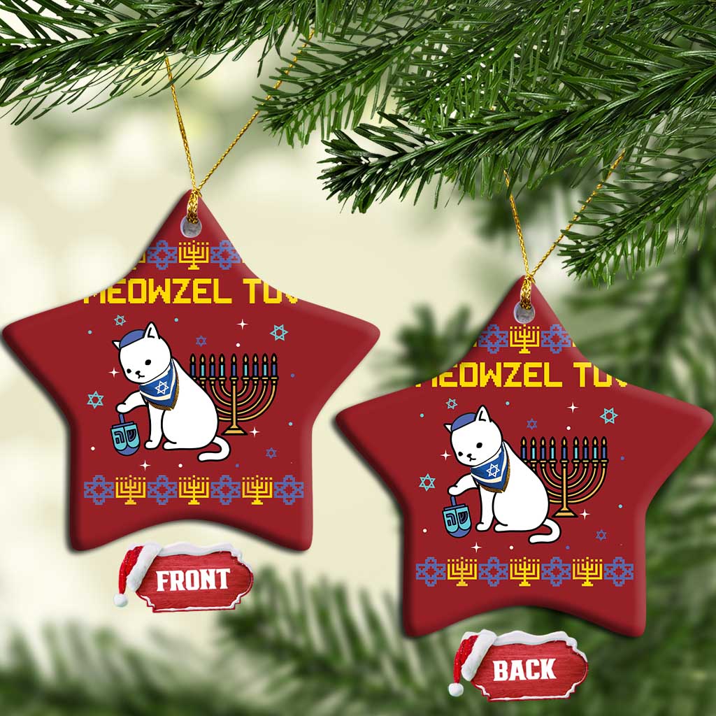 Happy Hanukkah Christmas Ornament Menorah Meowzel Tov Ugly Hanukkah - African Pride