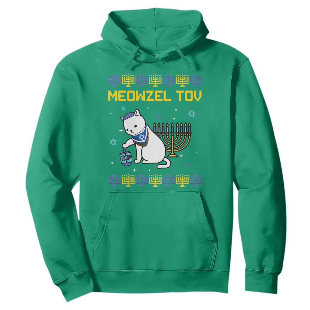 Happy Hanukkah Hoodie Menorah Meowzel Tov Ugly Hanukkah - African Pride