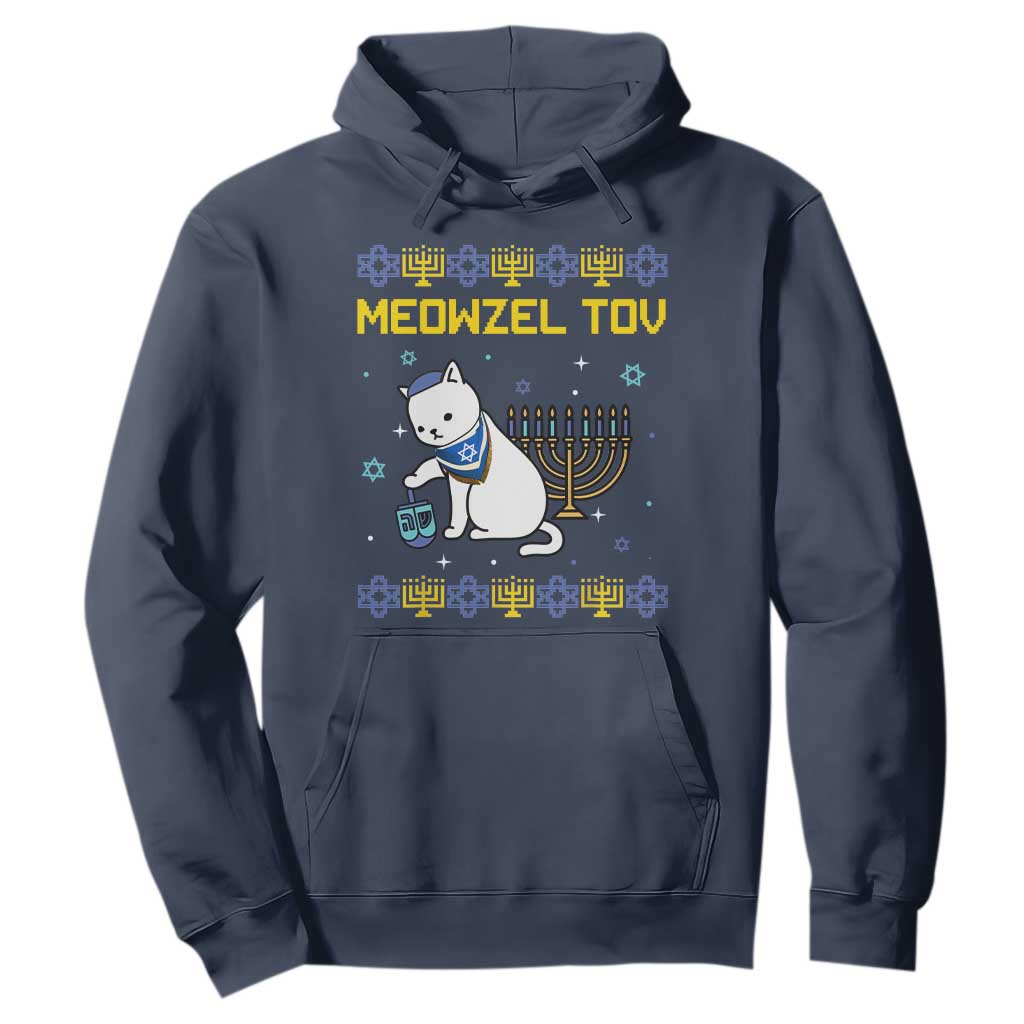 Happy Hanukkah Hoodie Menorah Meowzel Tov Ugly Hanukkah - African Pride