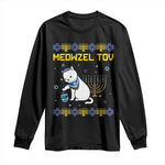 Happy Hanukkah Long Sleeve Shirt Menorah Meowzel Tov Ugly Hanukkah - African Pride