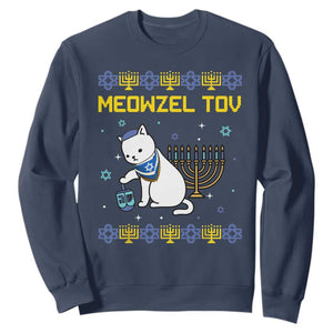 Happy Hanukkah Sweatshirt Menorah Meowzel Tov Ugly Hanukkah - African Pride