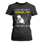 Happy Hanukkah T Shirt For Women Menorah Meowzel Tov Ugly Hanukkah - African Pride