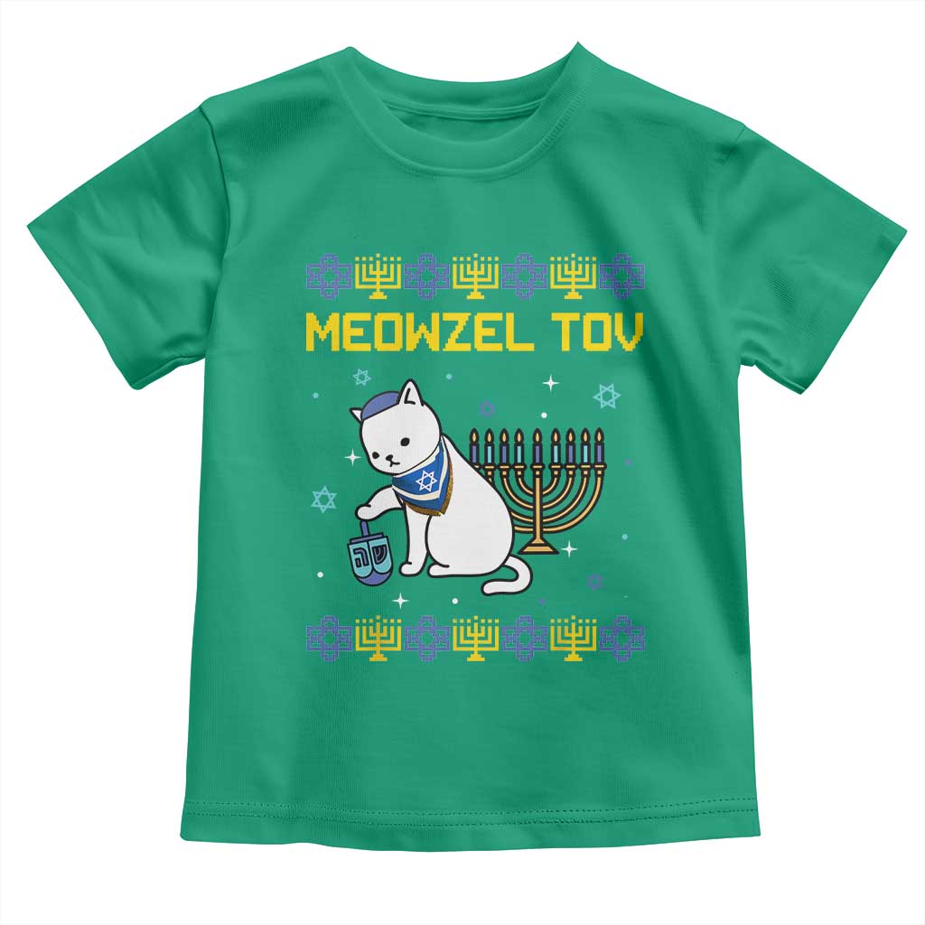 Happy Hanukkah Toddler T Shirt Menorah Meowzel Tov Ugly Hanukkah - African Pride