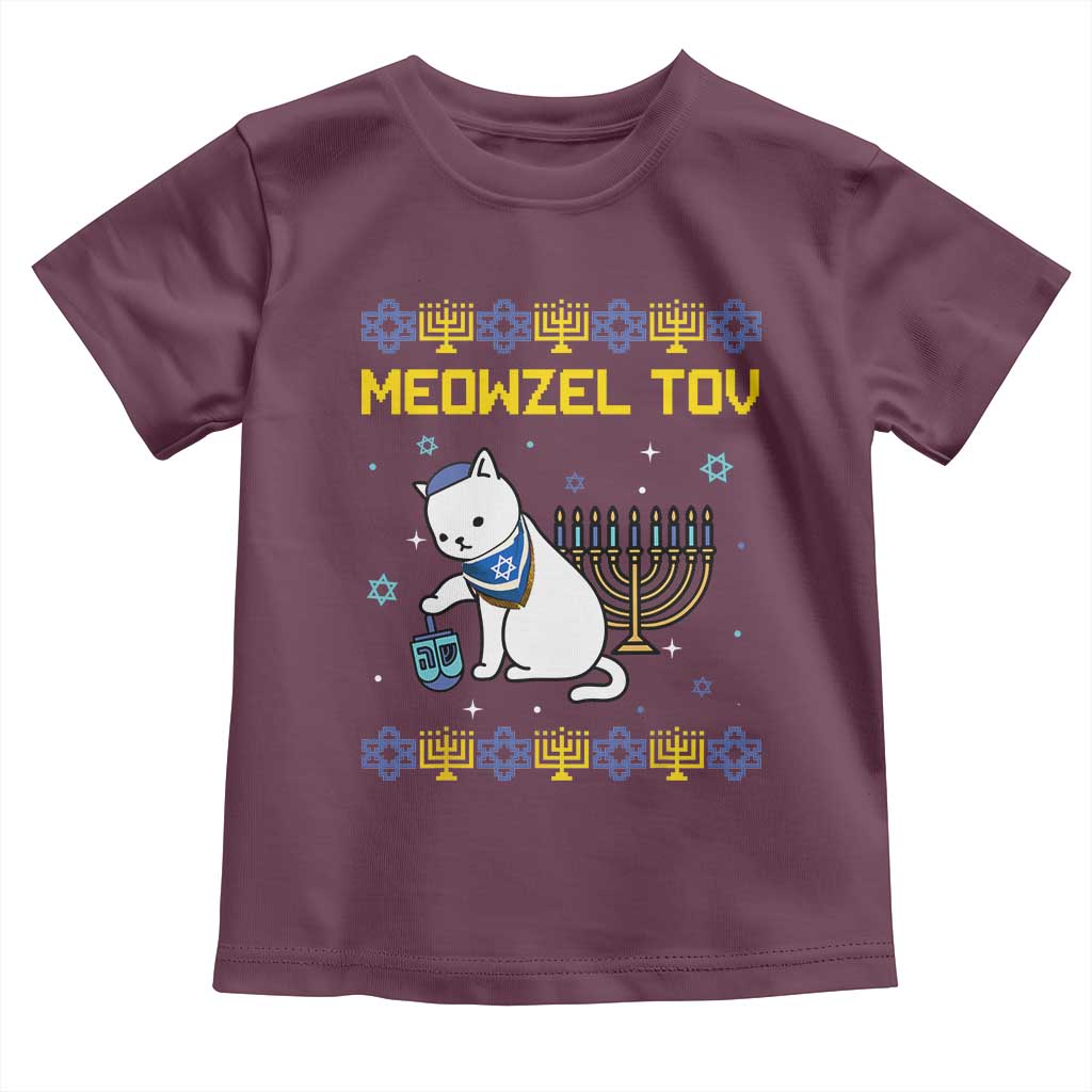 Happy Hanukkah Toddler T Shirt Menorah Meowzel Tov Ugly Hanukkah - African Pride