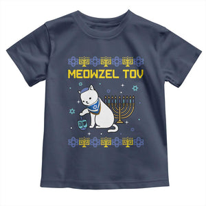Happy Hanukkah Toddler T Shirt Menorah Meowzel Tov Ugly Hanukkah - African Pride