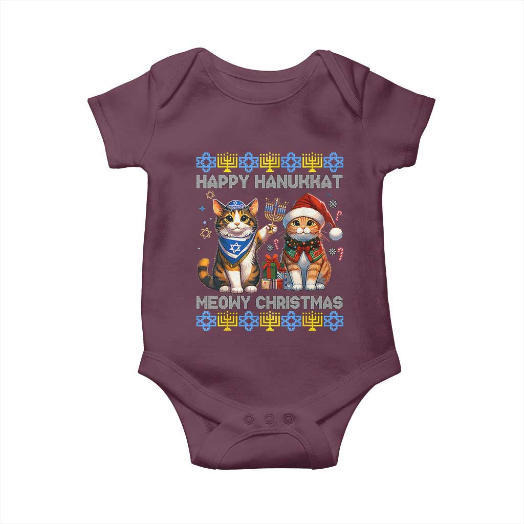 Cat Merry Christmas Happy Hanukkah Baby Onesie Jewish Christian Ugly Hanukkah - African Pride