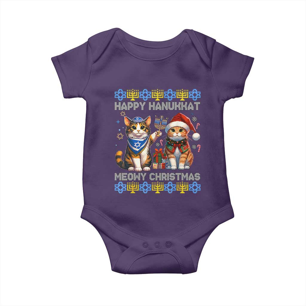 Cat Merry Christmas Happy Hanukkah Baby Onesie Jewish Christian Ugly Hanukkah - African Pride