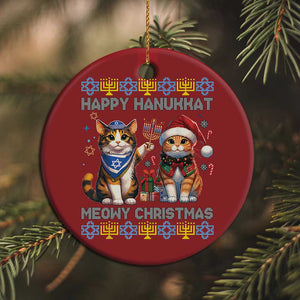 Cat Merry Christmas Happy Hanukkah Christmas Ornament Jewish Christian Ugly Hanukkah - African Pride