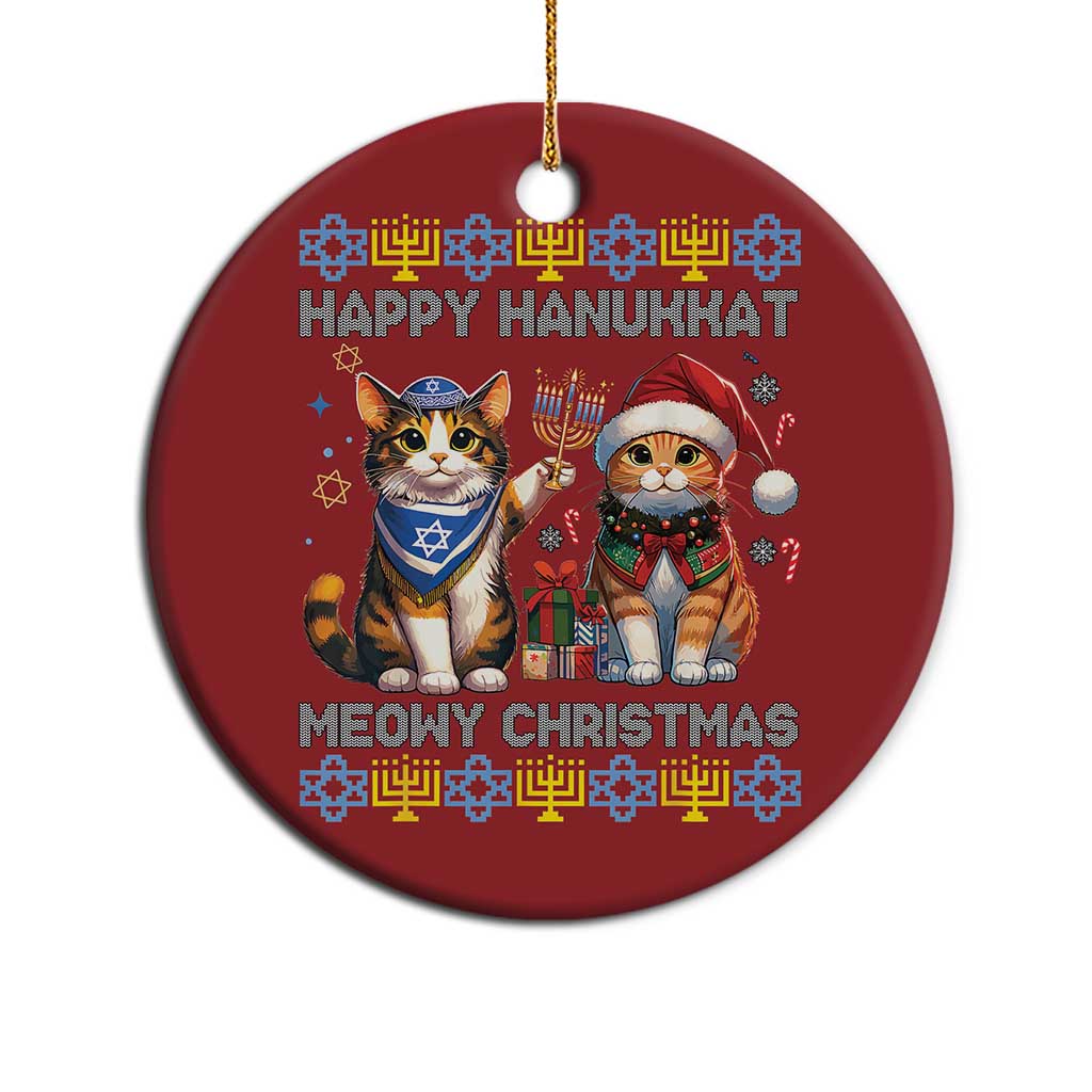Cat Merry Christmas Happy Hanukkah Christmas Ornament Jewish Christian Ugly Hanukkah - African Pride