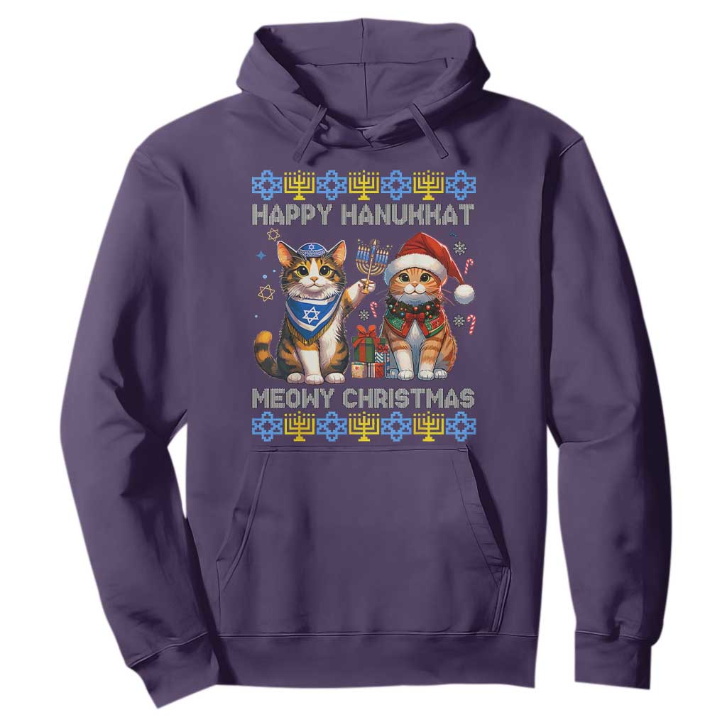 Cat Merry Christmas Happy Hanukkah Hoodie Jewish Christian Ugly Hanukkah - African Pride