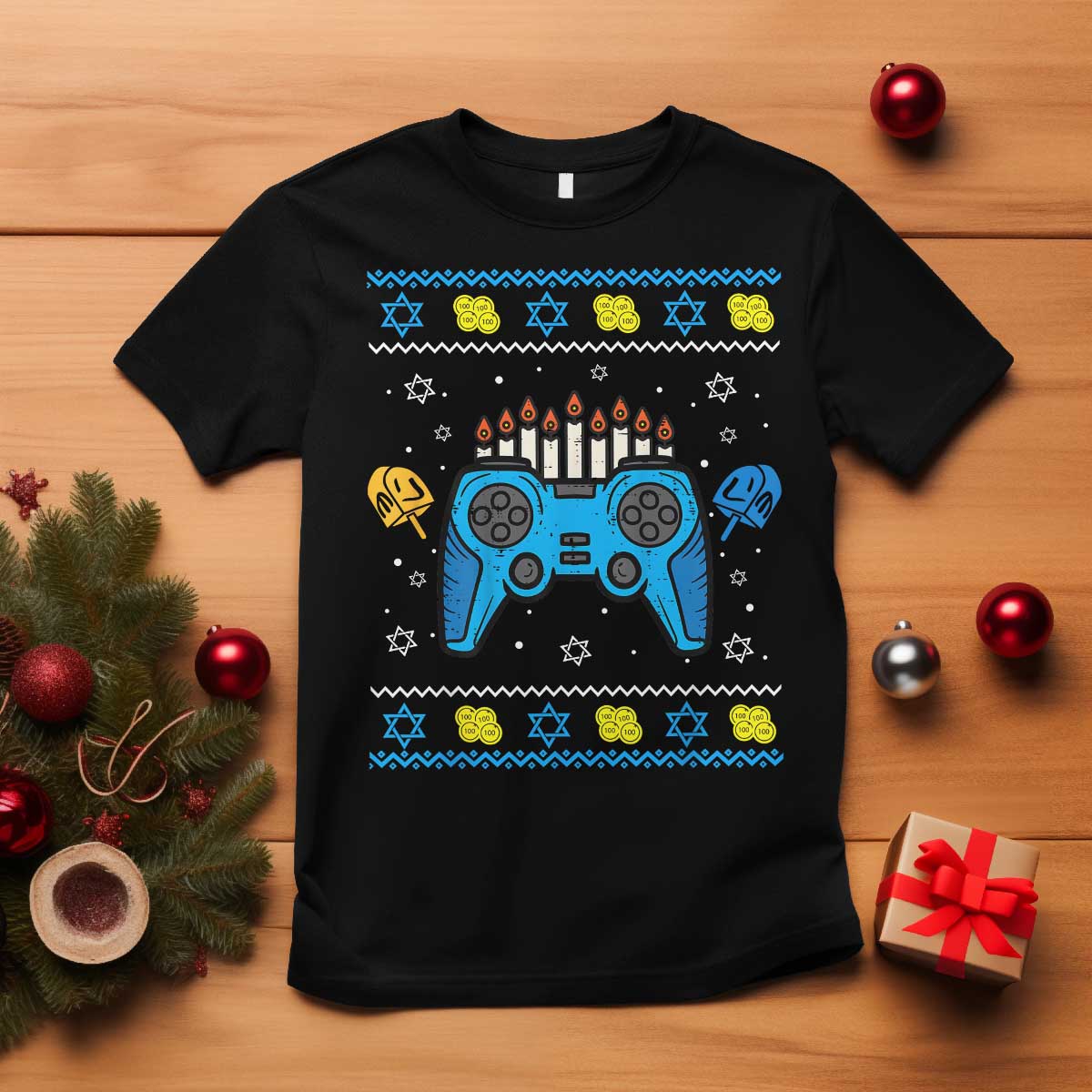 Happy Hanukkah T Shirt Jewish Video Game Gamer Ugly Hanukkah Chanukah - African Pride