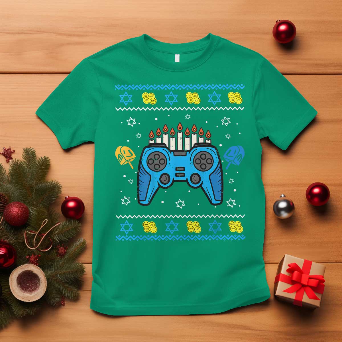 Happy Hanukkah T Shirt Jewish Video Game Gamer Ugly Hanukkah Chanukah - African Pride