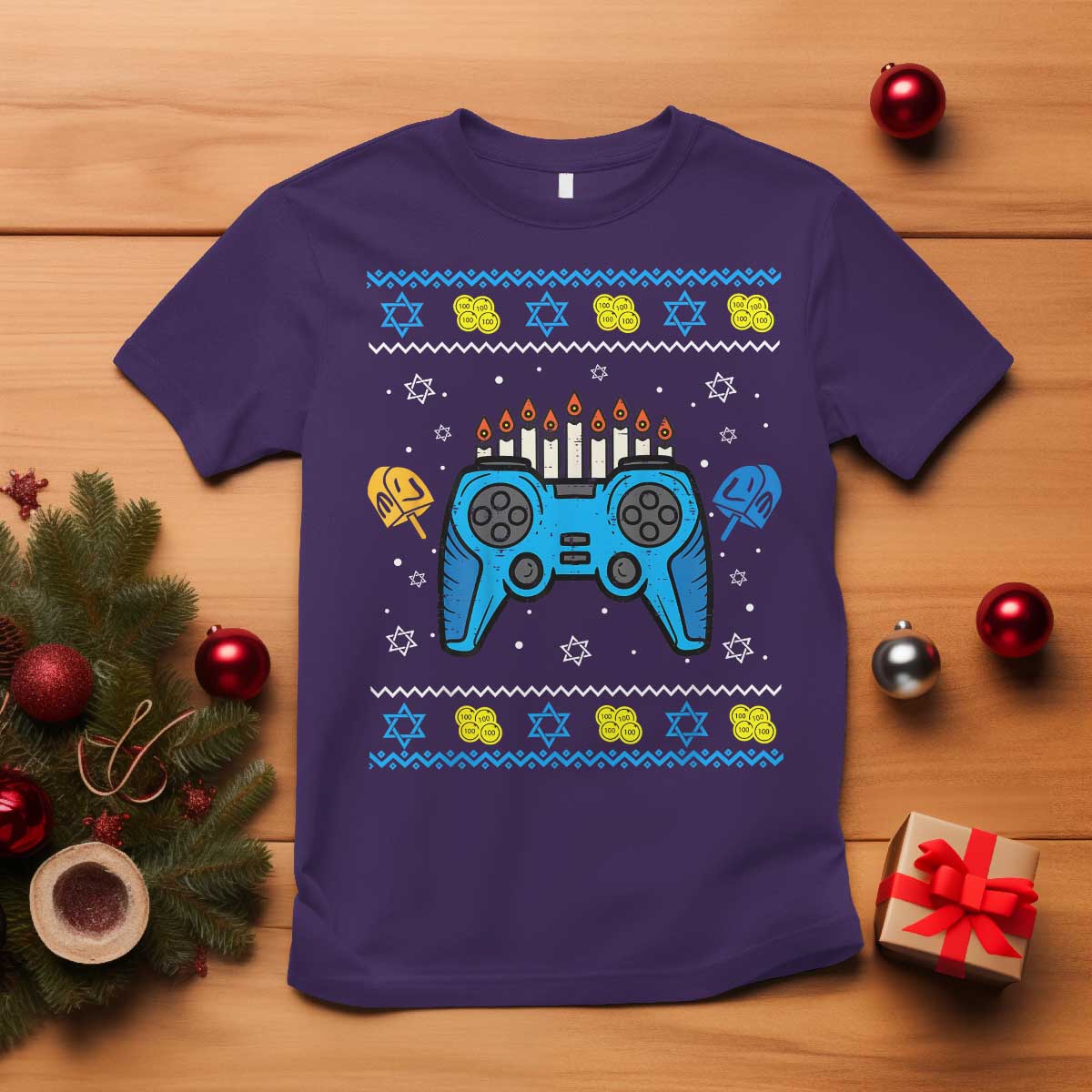 Happy Hanukkah T Shirt Jewish Video Game Gamer Ugly Hanukkah Chanukah - African Pride