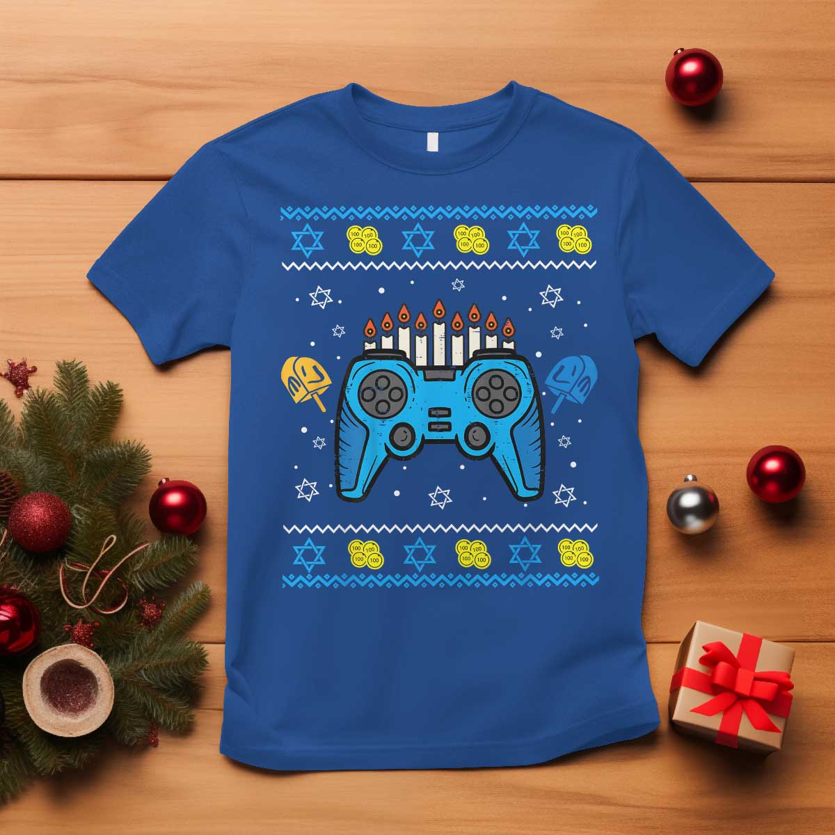 Happy Hanukkah T Shirt Jewish Video Game Gamer Ugly Hanukkah Chanukah - African Pride