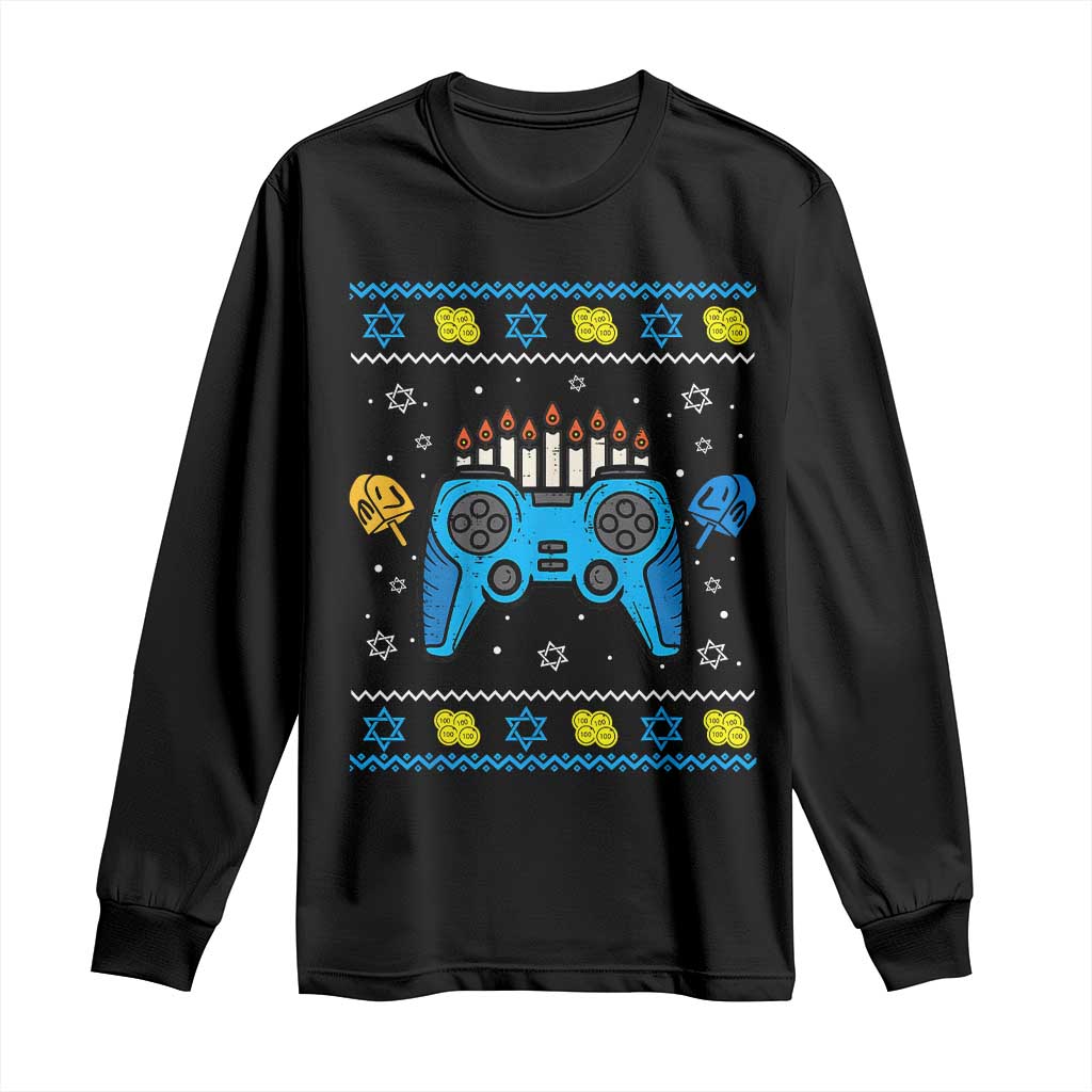 Happy Hanukkah Long Sleeve Shirt Jewish Video Game Gamer Ugly Hanukkah Chanukah - African Pride