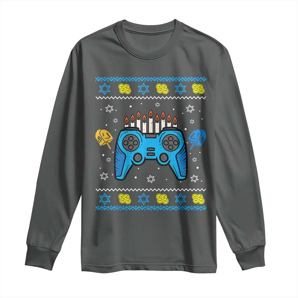 Happy Hanukkah Long Sleeve Shirt Jewish Video Game Gamer Ugly Hanukkah Chanukah - African Pride