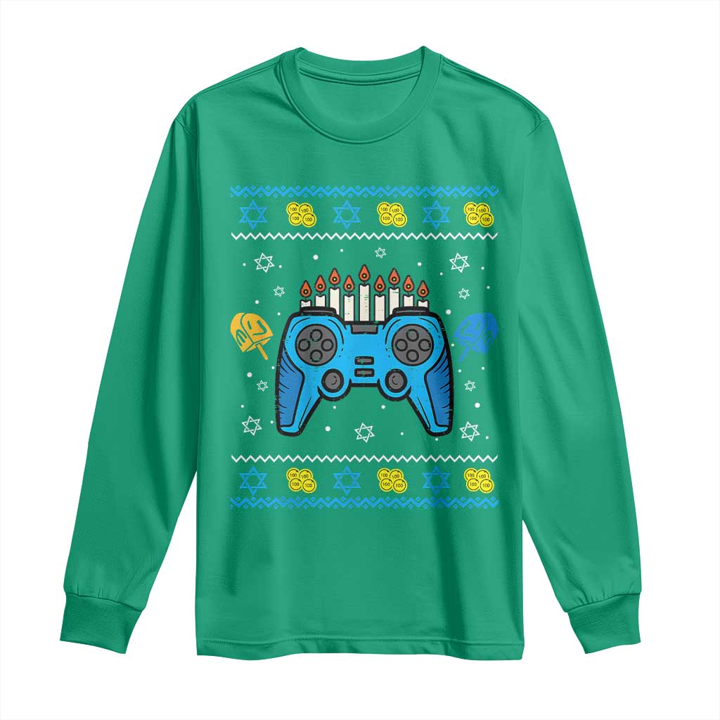 Happy Hanukkah Long Sleeve Shirt Jewish Video Game Gamer Ugly Hanukkah Chanukah - African Pride